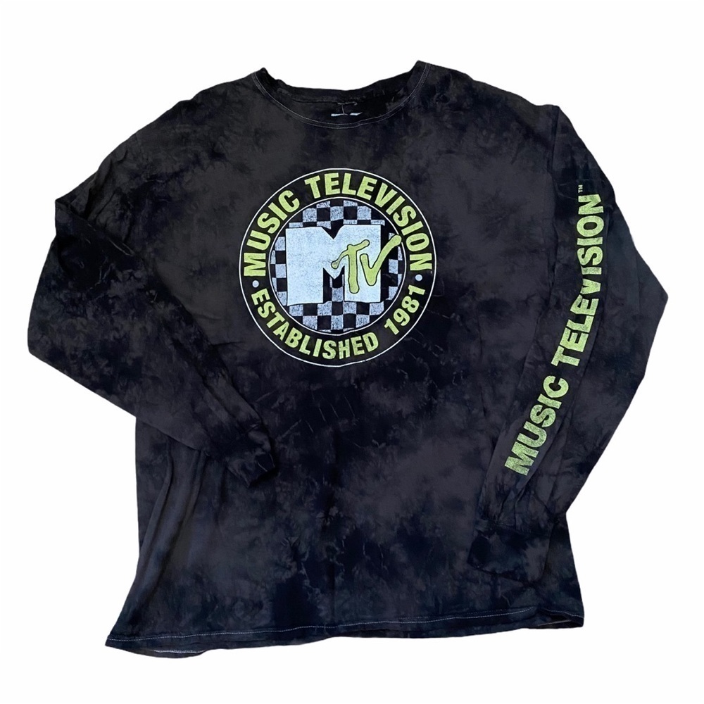 MTV Tie Dye T-shirt Long Sleeve Logo Med NWOT Lg - Picture 4 of 7